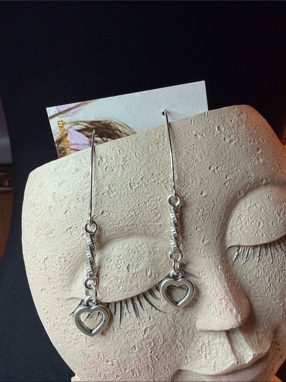 Sterling Silver Heart Drop Earrings - Silver